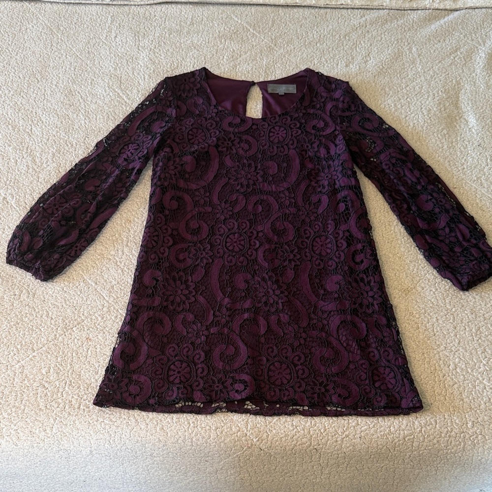 Sunday in Brooklyn by Anthropologie Deep Purple Lace Dress Small